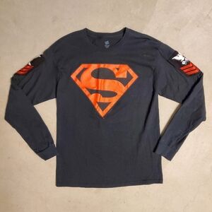 Vintage 2002 Superman Logo Long Sleeve Shirt Black Large DC Comics